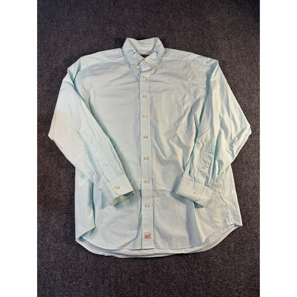 Vineyard Vines Murray Shirt Mens Large Light Blue White Striped Button Down L